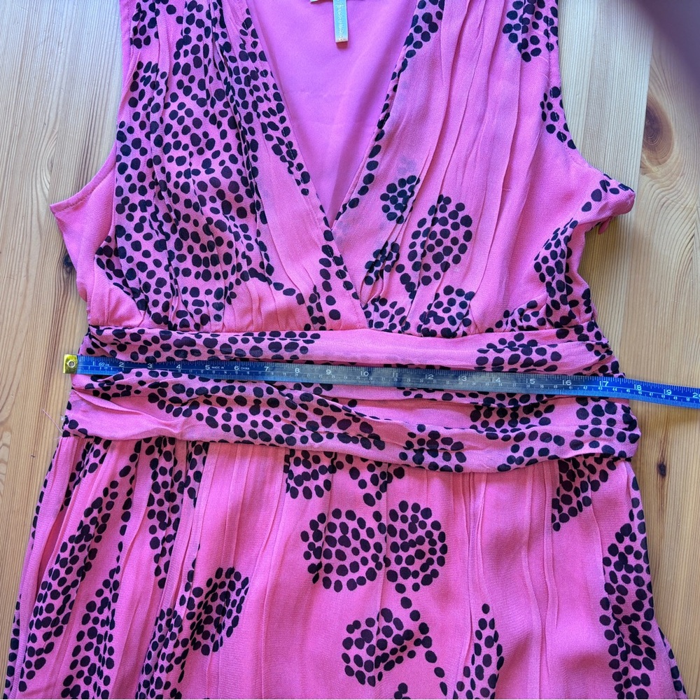 Anthropologie V-Neck Ombre Pink & Yellow Printed Chiffon Maxi Dress Sz L Lined - Picture 10 of 13